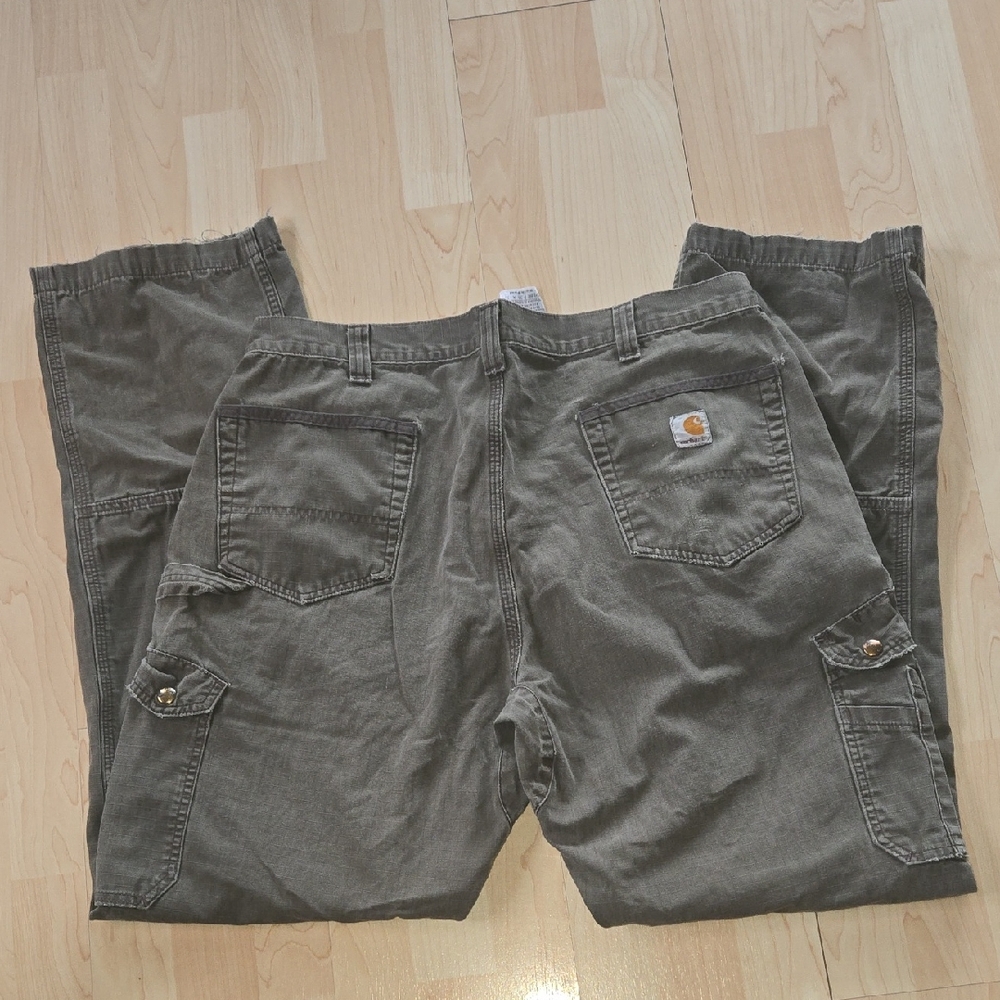 Carhartt Men's Brown Cargo Double Knee Pants Work Pant B342DFE 38x36 Well Loved